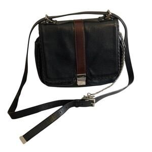 Botkier black leather crossbody bag with brown trim Flap closure Vintage